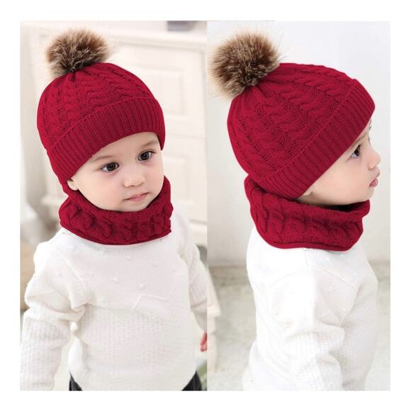 Other - Baby Warm Knit Hat Scarf Gloves 3pcs Set Autumn Winter
